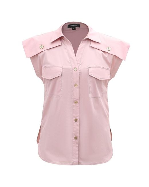 Smart and Joy Pink Sleeveless Shirt With Flaps On Shoulders