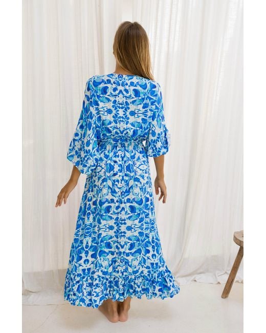Sophia Alexia Blue Greek Goddess Mozambique Midaxi Dress