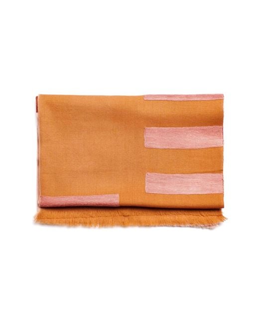 Variously Pink Canyon Hand Embroidered Hand Woven Merino Blend Scarf