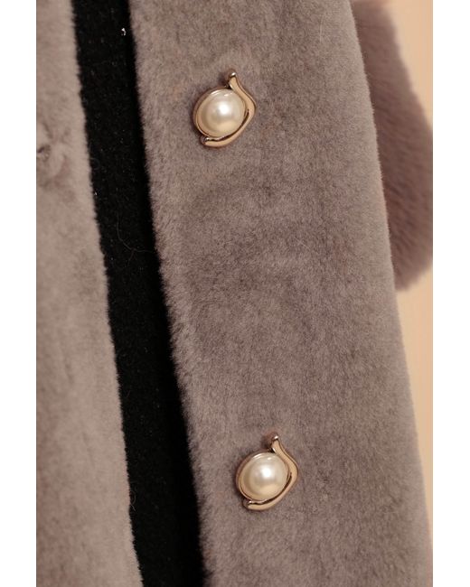 Santinni Brown Hayworth Wool & Faux Fur Coat