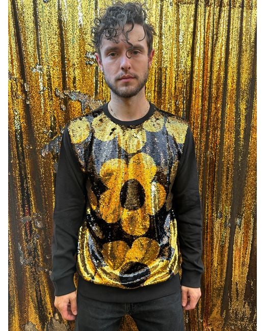 Any Old Iron Metallic Golden Quant Reversible Sequin Sweatshirt for men