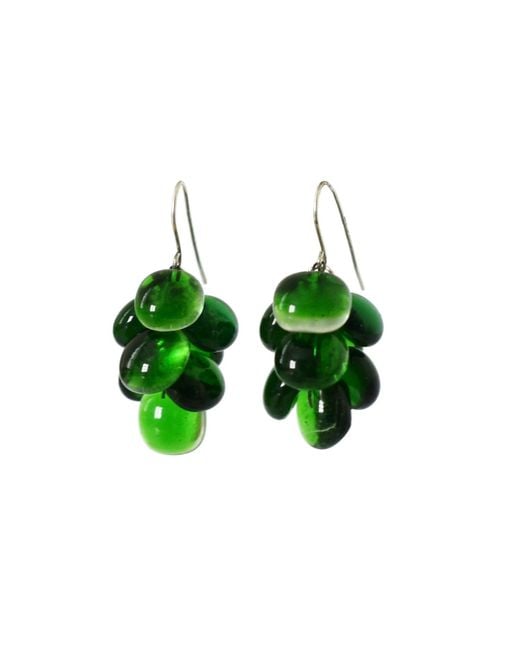 Laura Daili Green Forest Glass Cascading Earrings