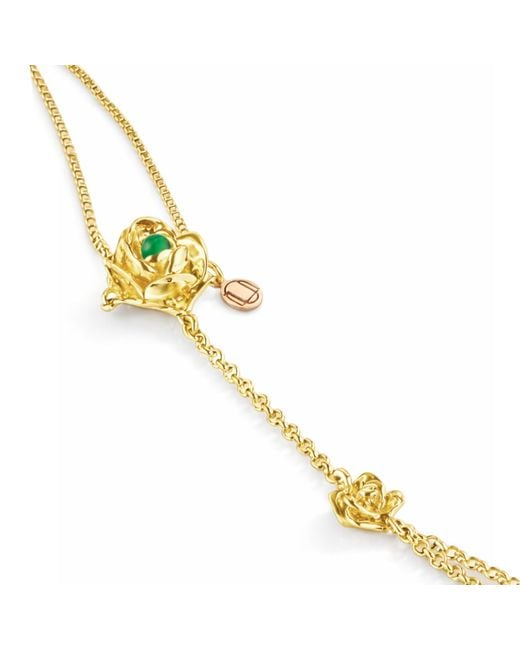 Unaloe Metallic Plated Rose Hand Chain With Emerald – Contemporary Luxury Hand-Kissed Jewelry For