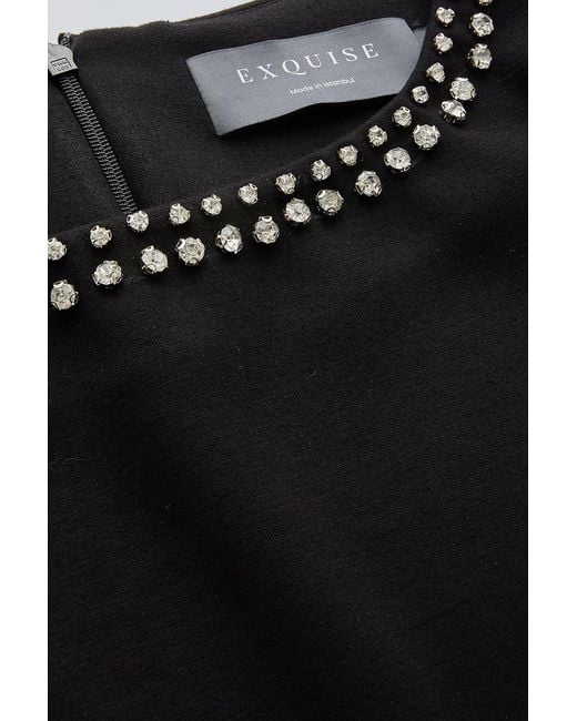 Exquise Black Boat Neck Knit Blouse