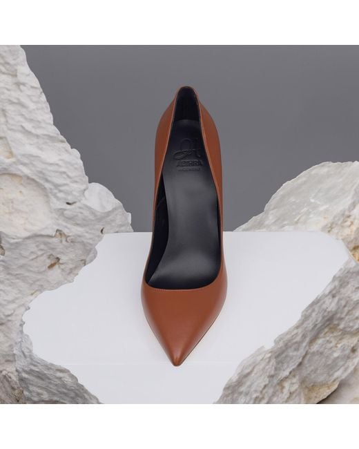 Aethra Shoes Brown Aesi Leather Pointed Toe Stiletto Pumps