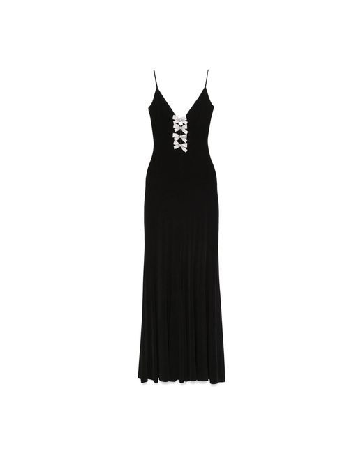 Nissa Black Bow-Detail Jersey Maxi Dress