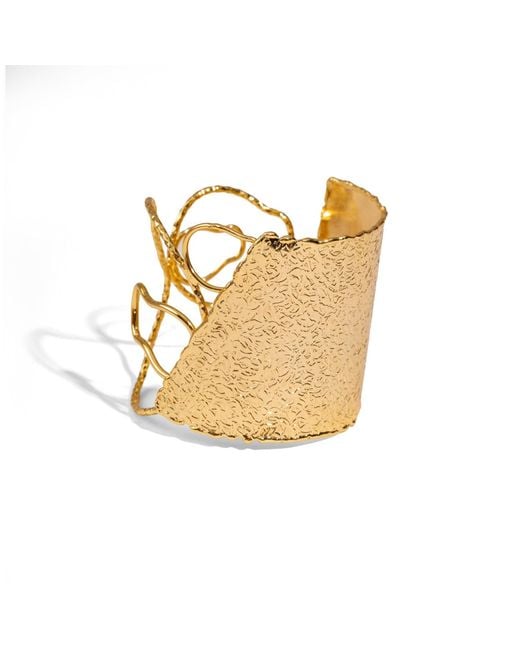 Ebru Jewelry Metallic Golden Flame Arm & Cuff Bracelet