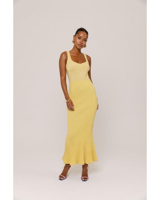 Andreeva Yellow Butter Metallic Knit Dress