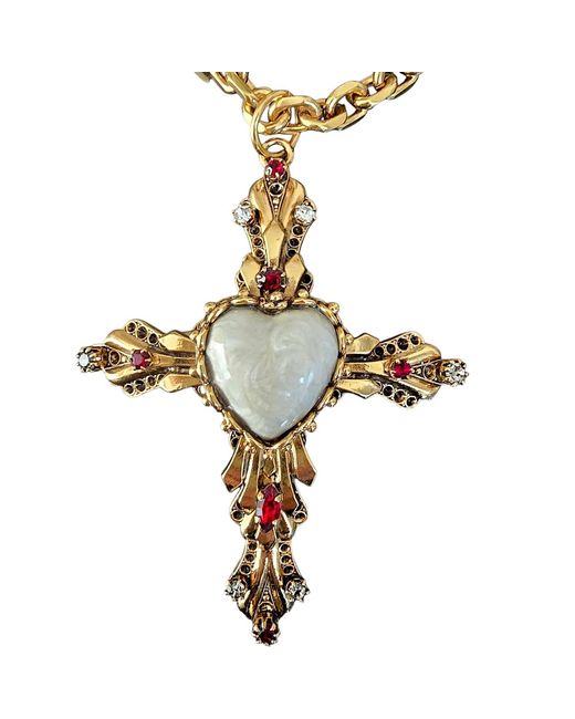 Vstyle Metallic Opaline Sacred Heart Cross Necklace