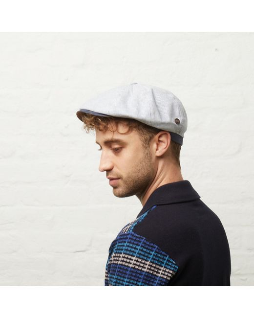 Dasmarca Hats Gray Raggie Linen Cotton Summer Italian Flat Cap For for men