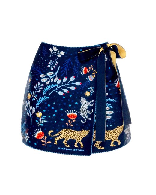 Jessie Zhao New York Blue Swim Cover Up Skirt-Amazon Rainforest