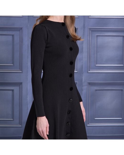 Roch Perel Black Velvet Buttoned Knitted Dress