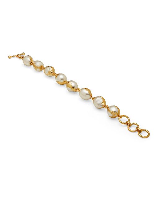 Dhwani Bansal Metallic Adjustable Luna Bracelet With Baroque Pearls