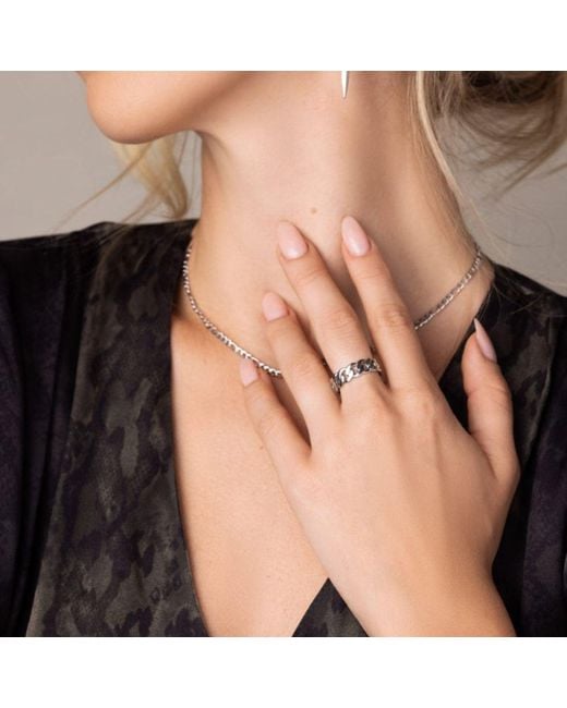 Nialaya White Stainless Steel Chain Ring