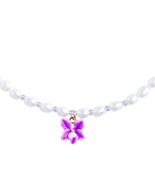 My Little Nature White Handmade Freshwater Pearls Necklace With Orchid Flower