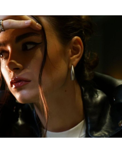 LINYA JEWELLERY Metallic Bony Domed Hoop Earrings