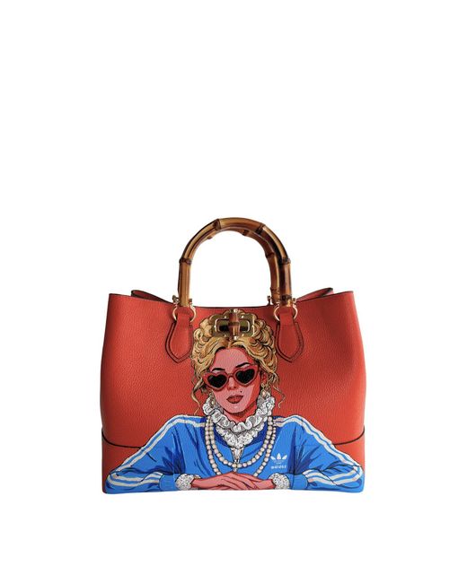 Maison Rubaiyat White Bamboo Chic Hand-Painted Leather Bag