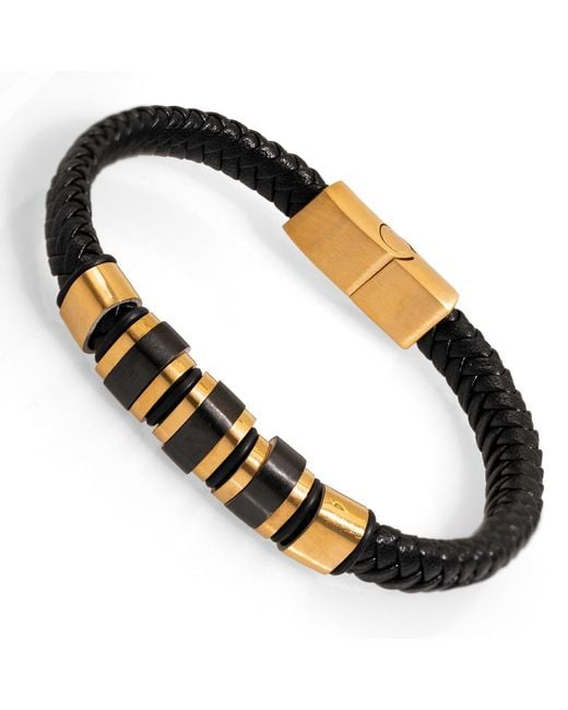 Ebru Jewelry Black Style Fashion Leather & Bracelet for men