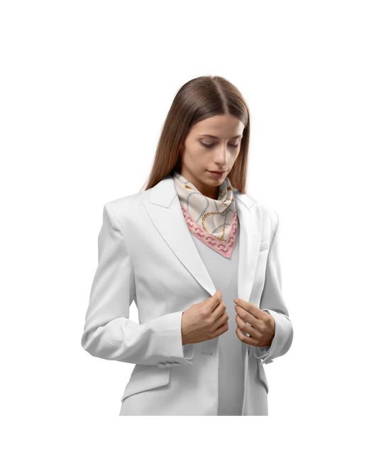 Le Parmentier Pink Heritage Chain And Pearls Silk Bandana