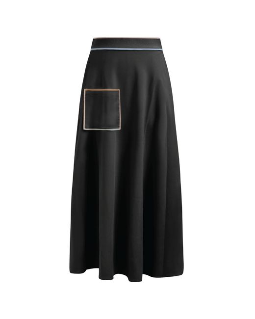 Roch Perel Black Coloured Trim Pocket Skirt