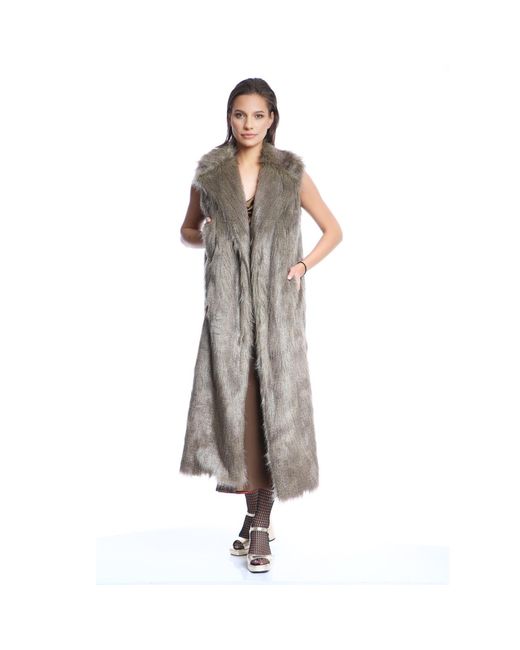 Silvia Serban Green Long Hair Fur Coat/Vest