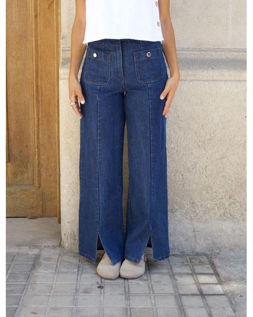 Mind Traveler Blue Dark Wide-Leg Cristina Jeans