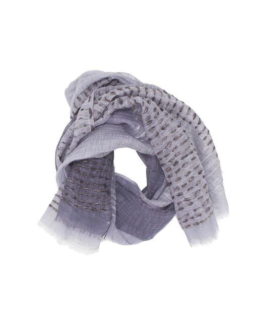 Sidney Byron Blue Serena Cotton And Silk Scarf