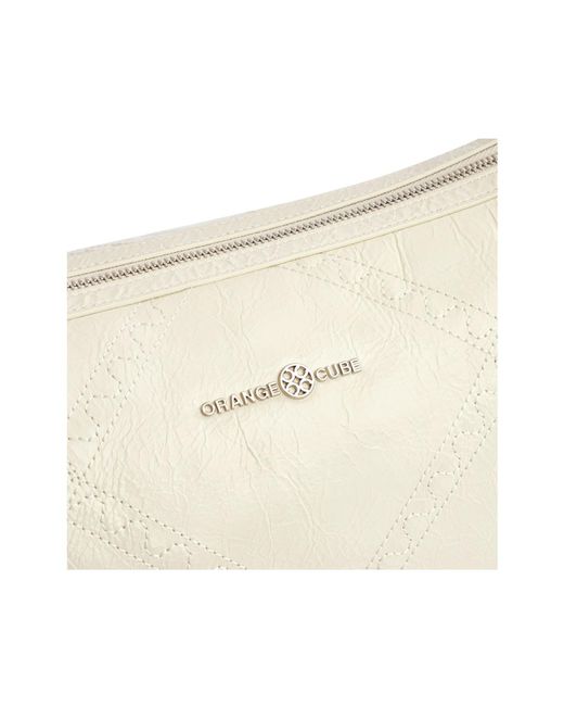 Orange Cube Natural Ruched Shoulder Bag