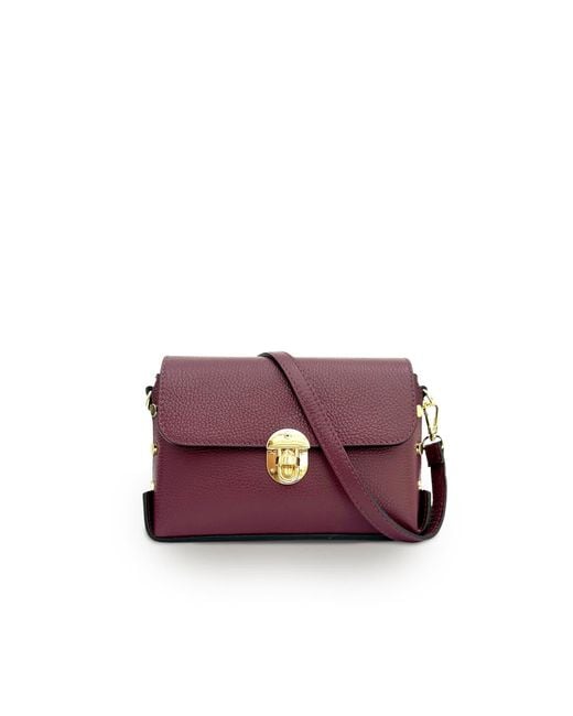 Apatchy London Purple The Bloxsome Plum Leather Crossbody Bag
