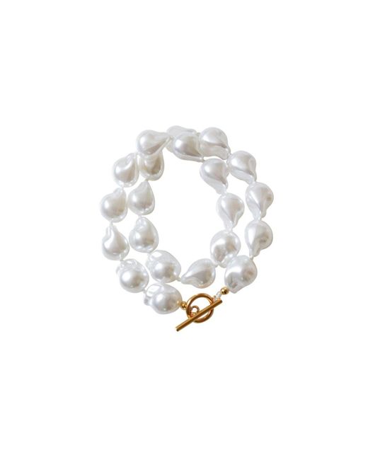 FV Jewellery Metallic Steel Me Baroque Pearl & Necklace