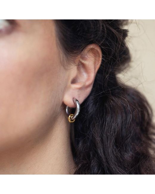 Kybele Studio White Mini Dual Tone Hoops