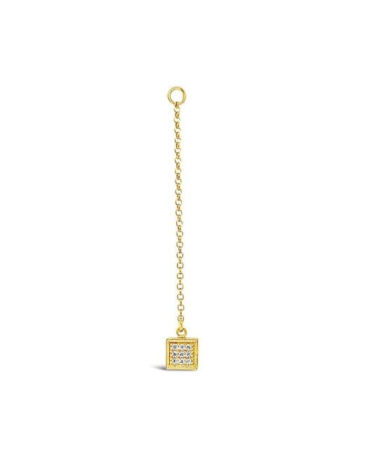 Lutiro Metallic Single Earring Square Cz Charm With Chain