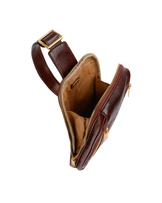 Time Resistance Brown Leather Sling Bag Chest Bag for men