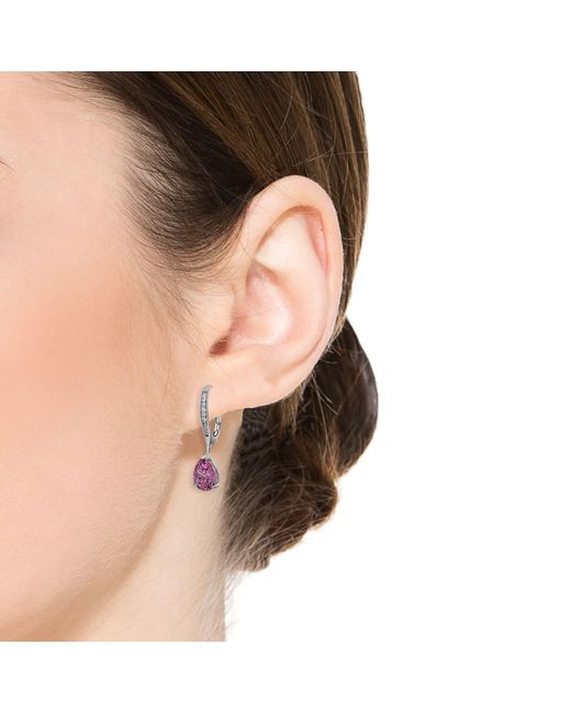 Genevive Jewelry Red Genevive Sterling Plating With Pear-Shaped Cubic Zirconia Dangle Earrings