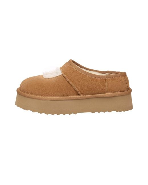EverAu Australia Brown Plumed Ankle Platform Slippers