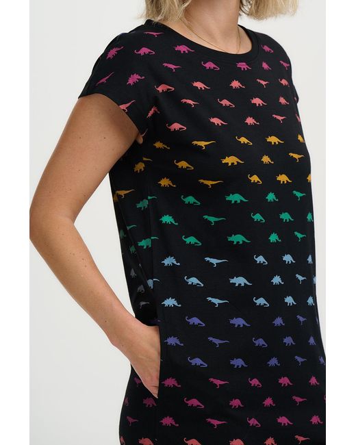 Sugarhill Black Katelyn Jersey T-Shirt Dress, Jurassic Jive