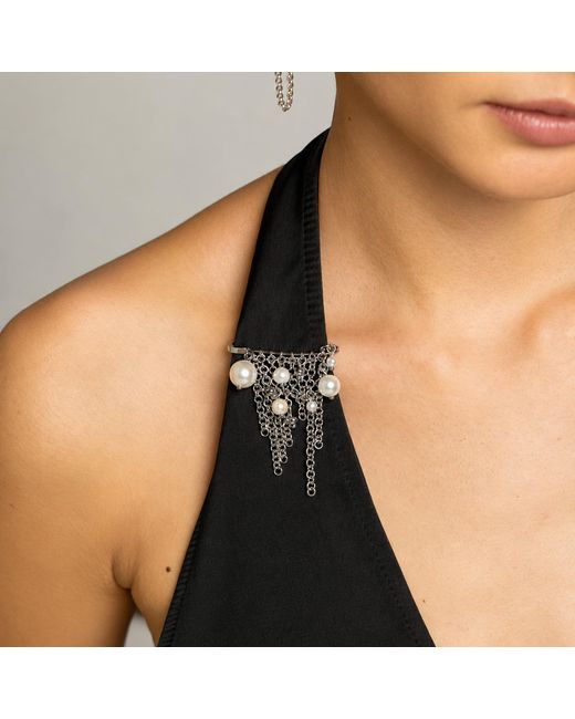 Kirei White Mass Pearl Chain Brooch