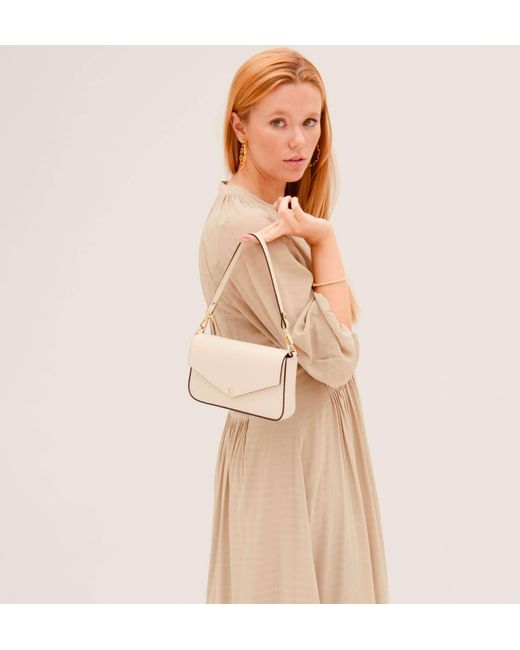 Apatchy London Metallic Neutrals The Munro Stone Leather Shoulder Bag