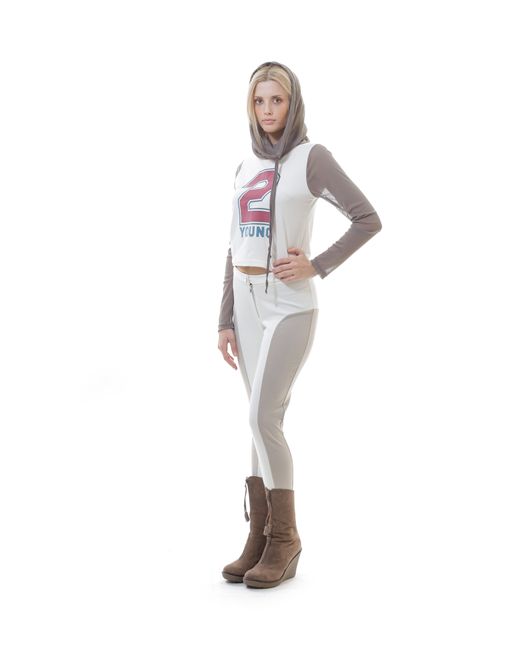 Conquista White Neutrals Sporty Hooded Crop Top