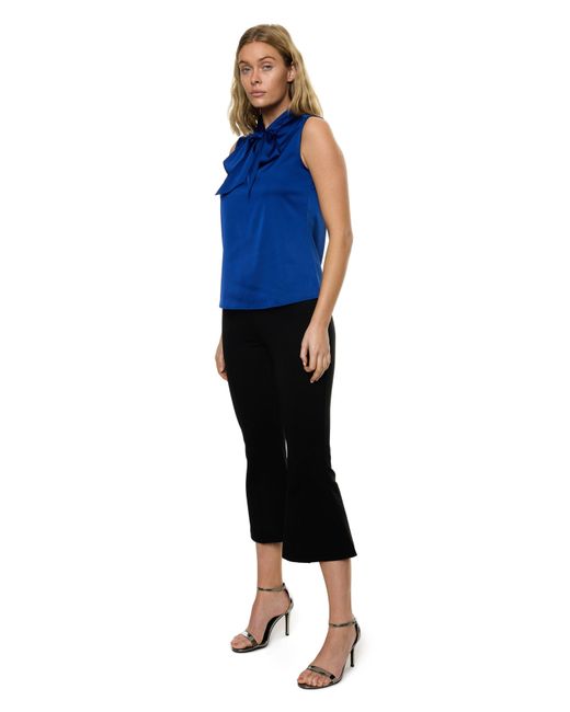 Carloslines Blue Bow Tie Sleeveless Blouse