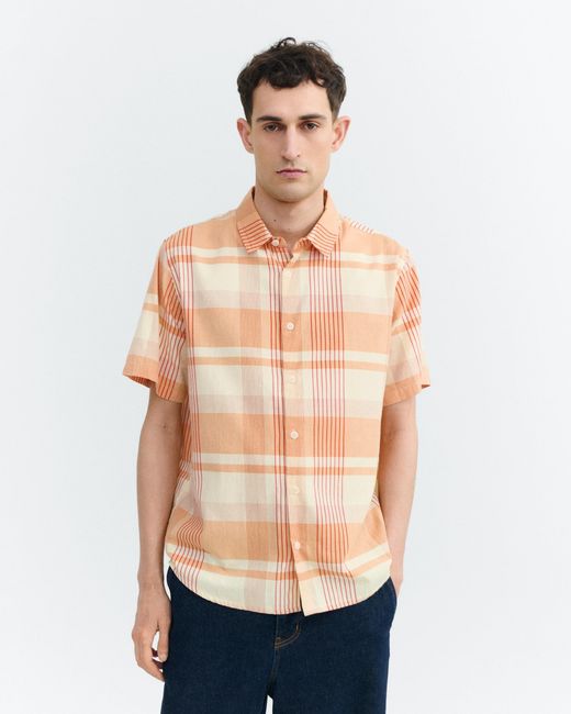 Thinking Mu Orange Plaid Shirt Tom for men