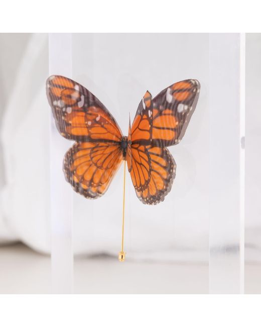 Oana Savu Orange Pin Silk Butterfly Brooch