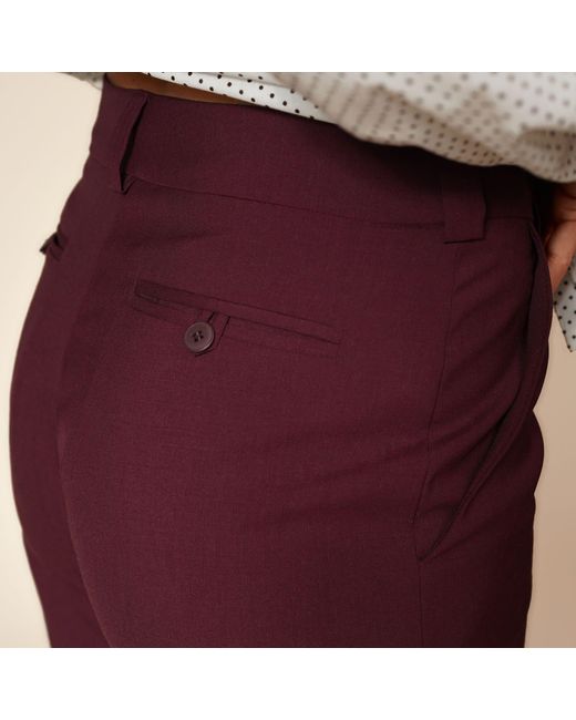 Gunda Hafner Ltd Purple Burgundy Mid Rise Straight Leg Merino Trousers