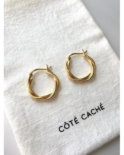 Cote Cache Metallic Relaxed Braid Hoop Earrings