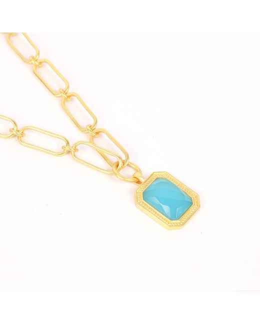 Lila Rasa Metallic Paperclip Chain Rectangular Bahamain Crystal