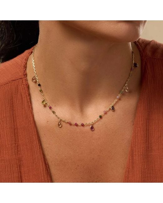 Karma and Luck Metallic Sapphire & Tourmaline Necklace – Balance & Protection Gemstone Jewelry – Graceful Delight