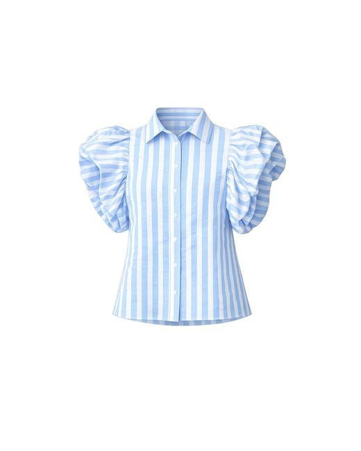 Tantra Spain Sl Blue Striped Shirt With Puffed Sleeves