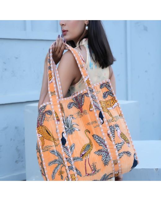 Conscious Yoga Collective Orange The Ultimate Jungle Velvet Tote