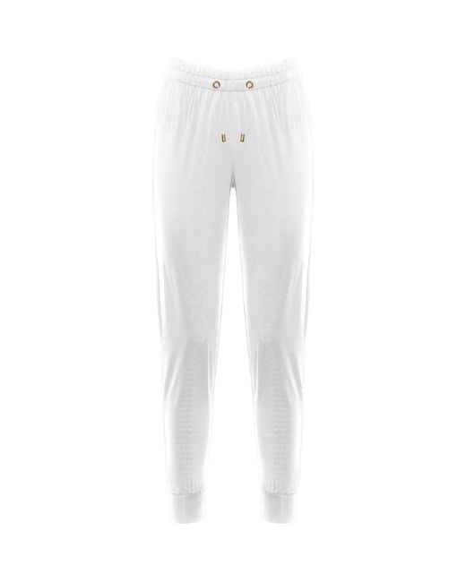ANTONINIAS White Elegant Sweat Pants With Golden Details