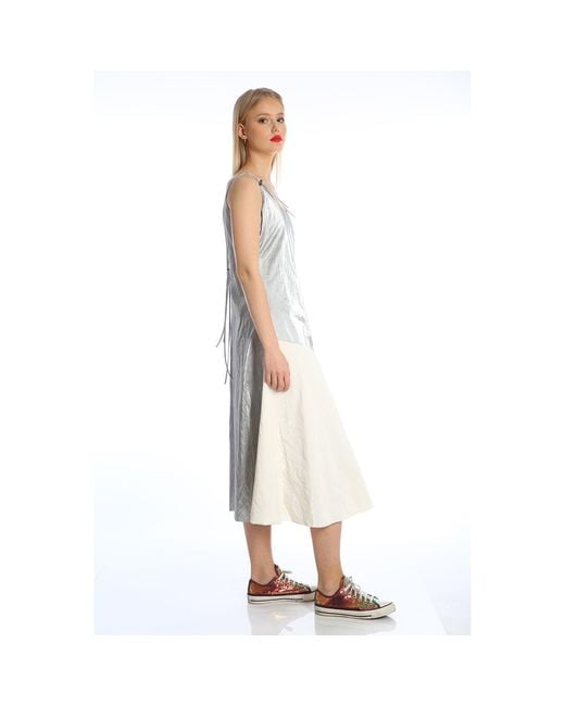 Silvia Serban Gray Adjustable Braces Dress –